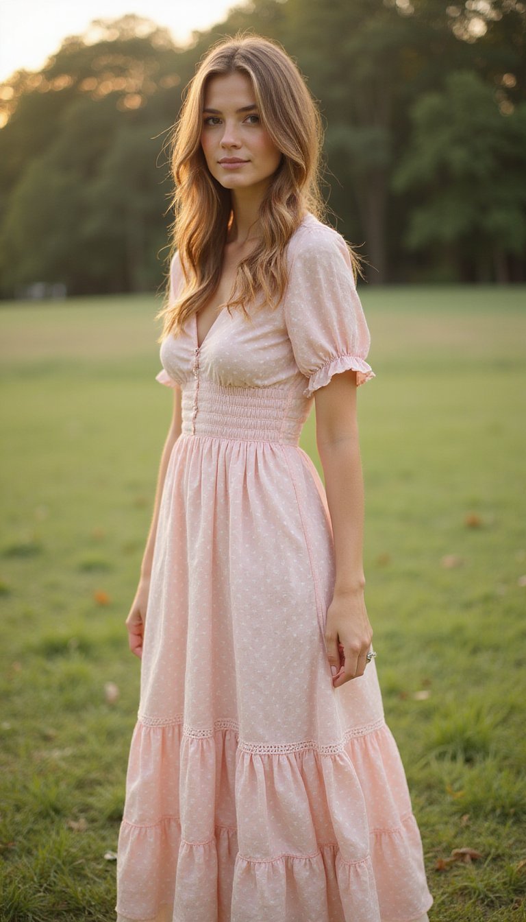 Maxi Boho De Lunares Y Volantes Suaves