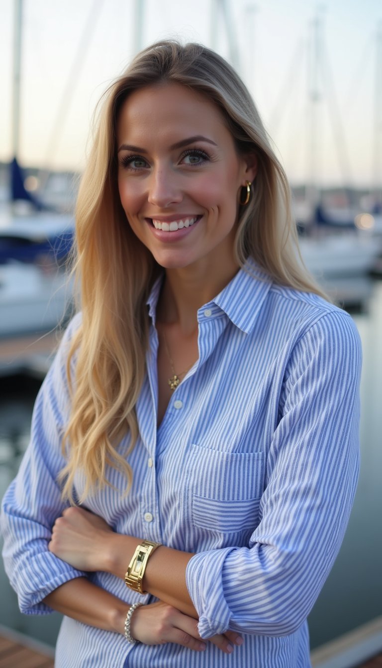 Camisa De Rayas Con Brazalete Dorado Abierto