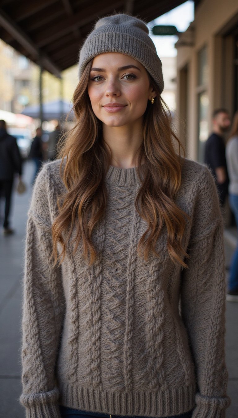 Look De Fin De Semana Con Gorro Y Aretes Dorados