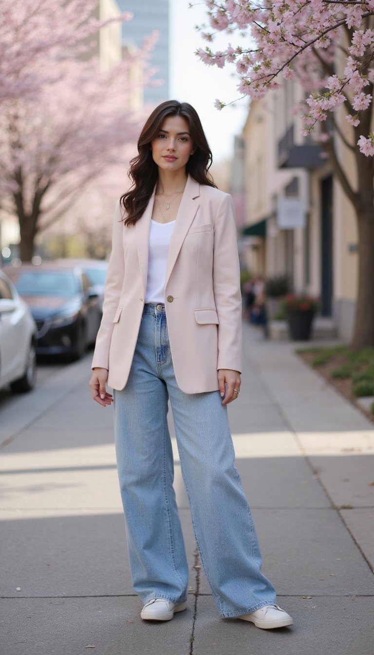 Look De Transición Primavera Con Blazer Claro