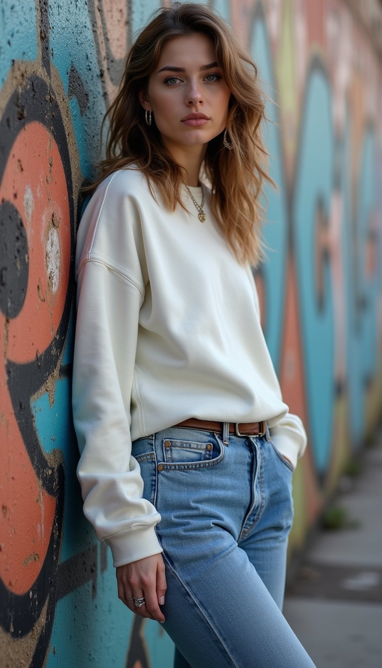 Look Deportivo Urbano Con Sudadera Y Mom Jeans