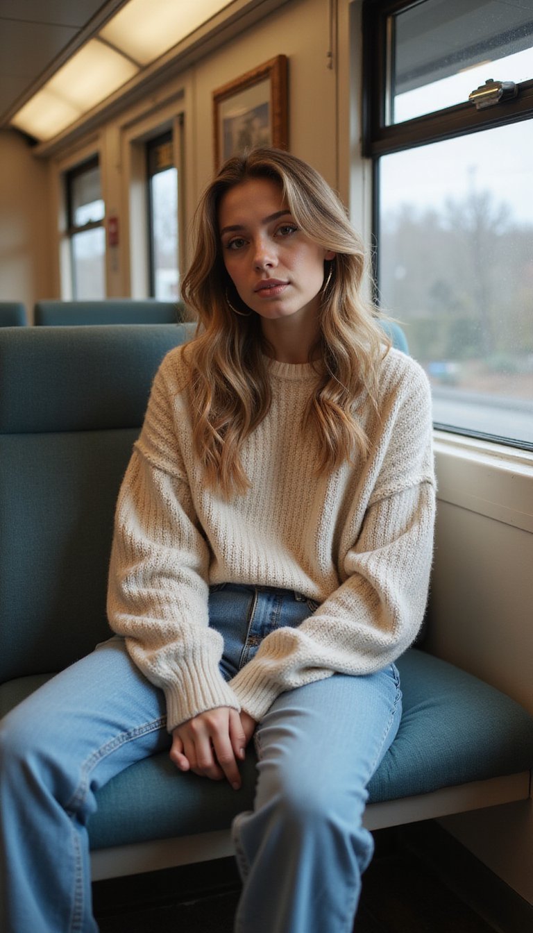 Viaje Cómodo Con Jersey Oversize Y Mom Jeans