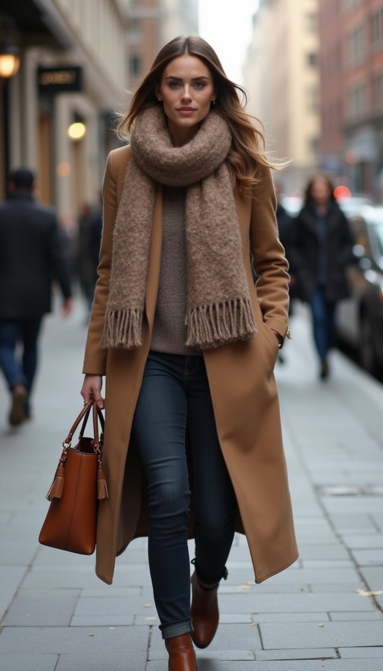 Foulard Al Cuello Con Abrigo Largo