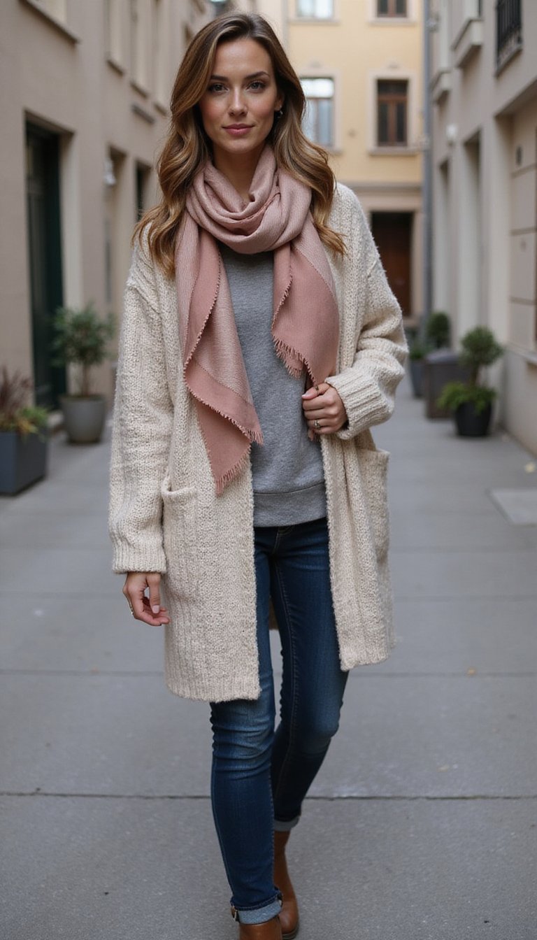 Pañuelo Con Abrigo De Punto Oversize