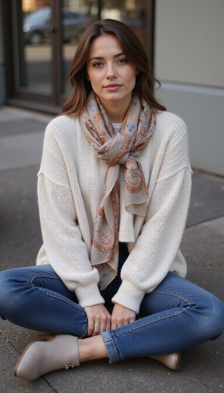 Pañuelo De Seda Con Jersey Oversized