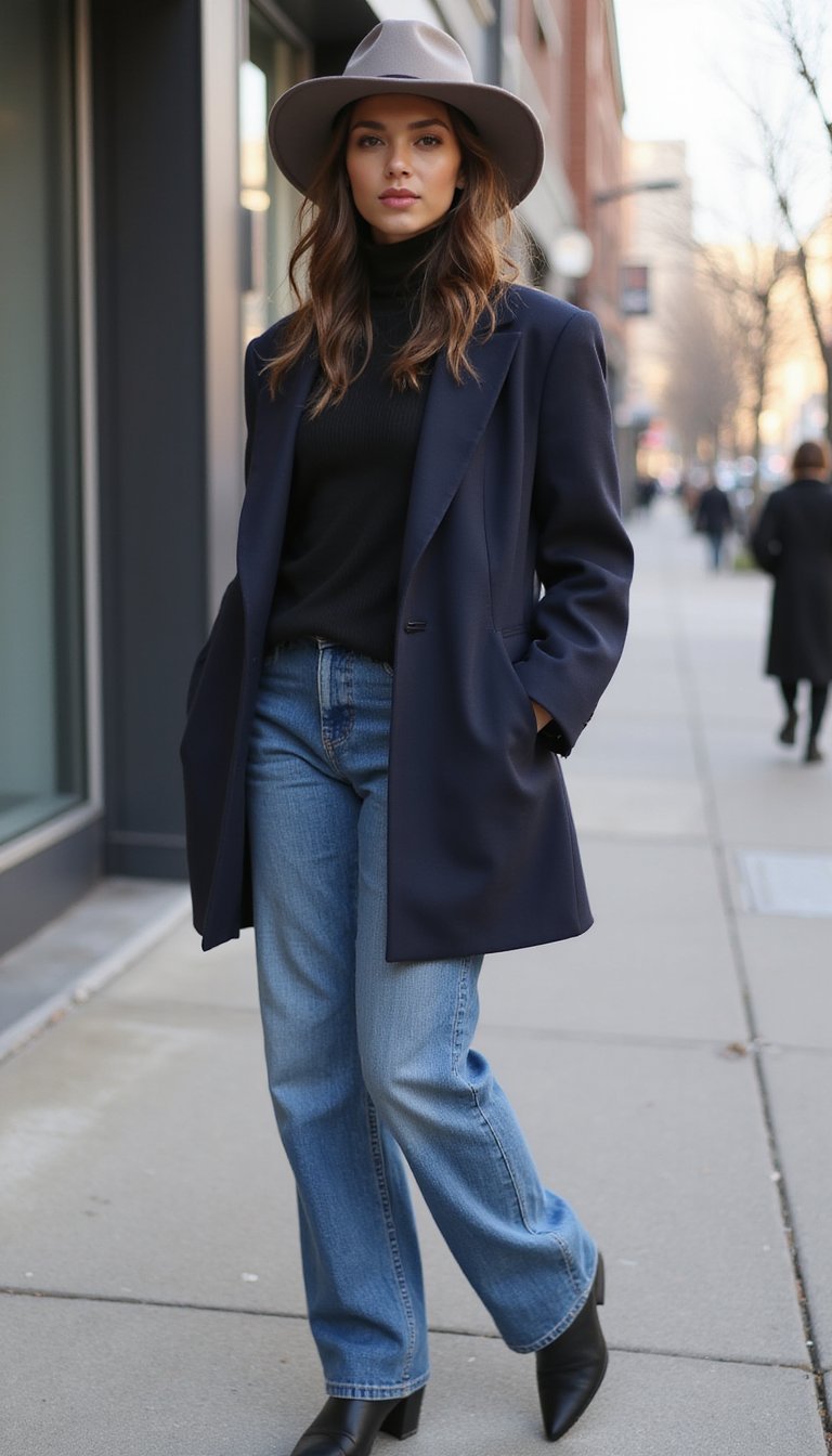 Look Urbano Con Blazer Oversize Y Sombrero De Ala Ancha
