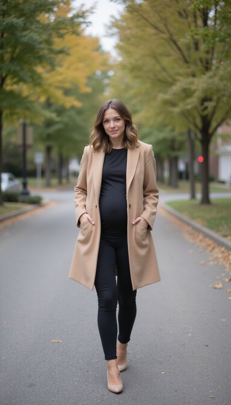 Abrigo Ligero Con Corte A Y Leggings De Soporte