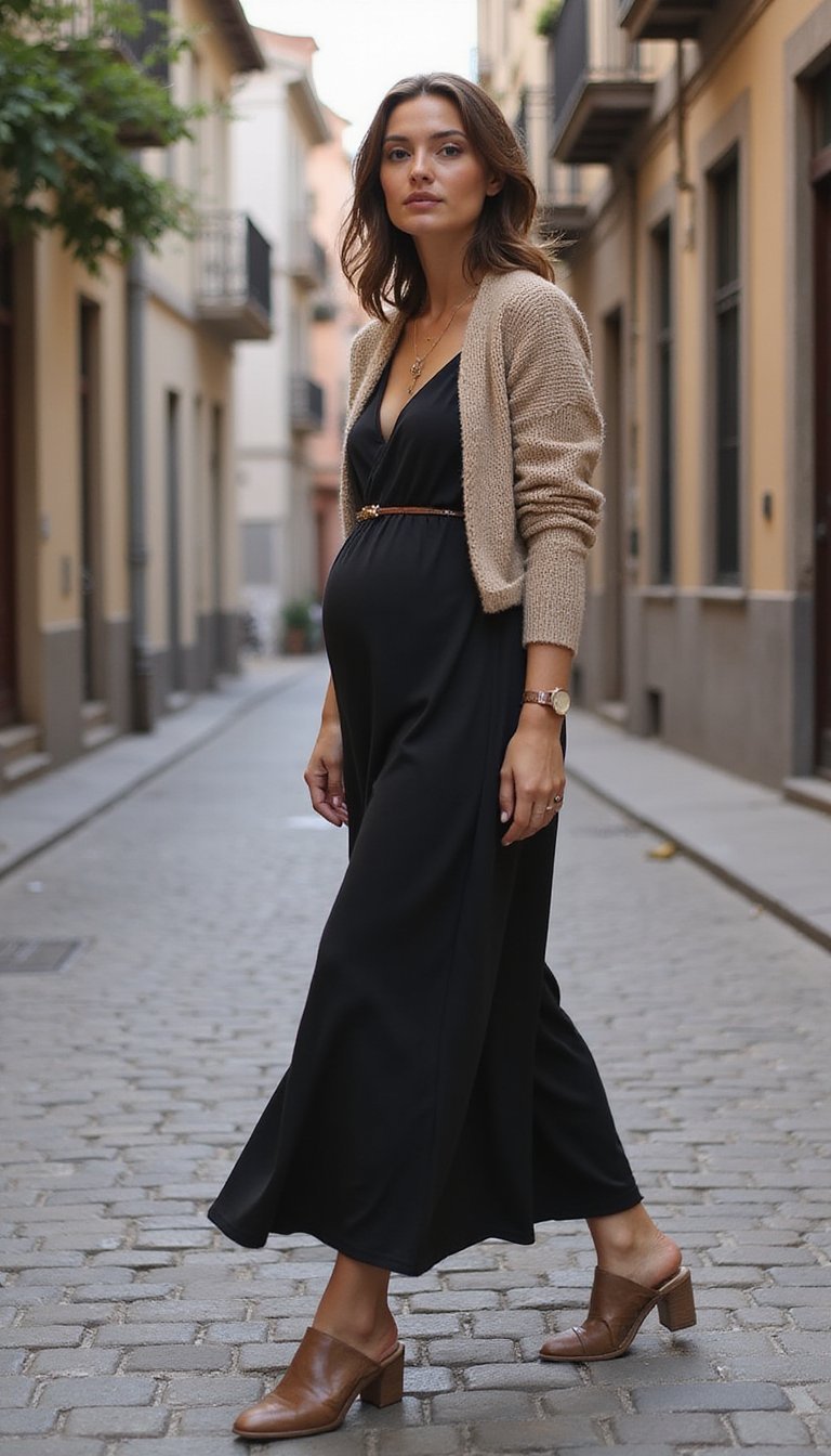 Vestido Camisola Largo Con Chaqueta De Punto Corto