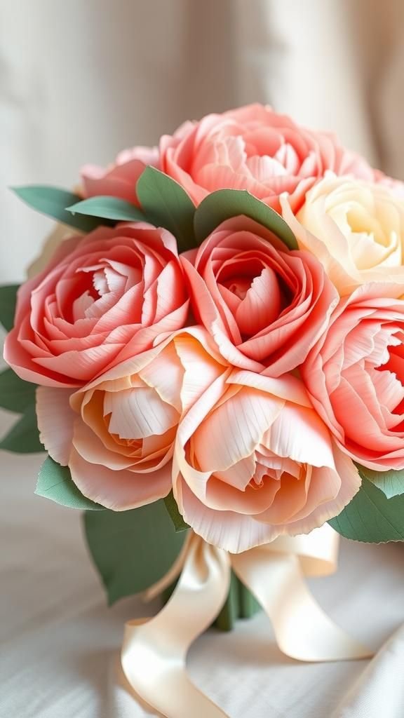 Lush Crepe Paper Peonies With Garden Greens