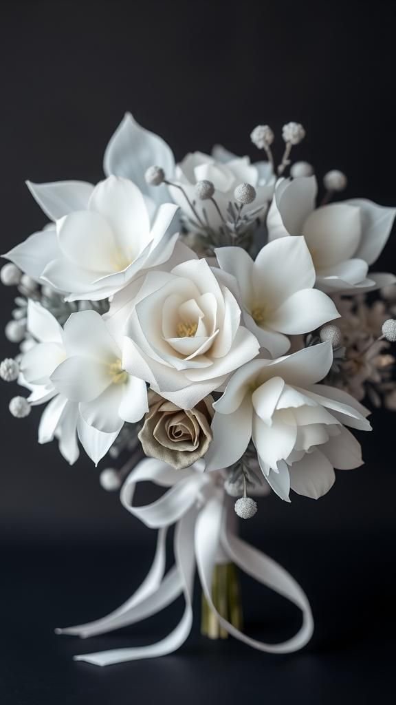 Monochrome White Garden Bouquet In Vellum