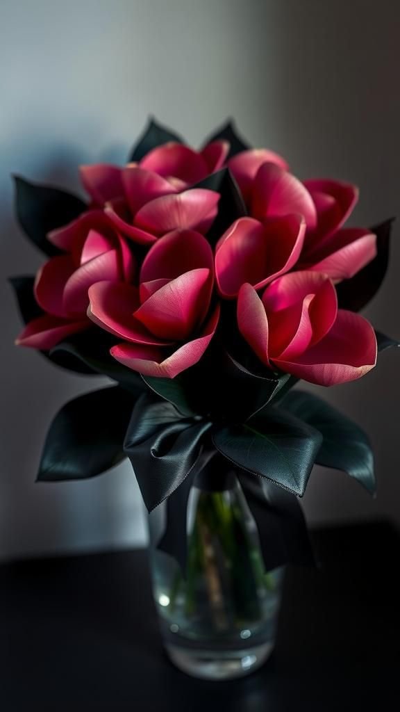 Moody Jewel-Tone Paper Magnolia Arrangement