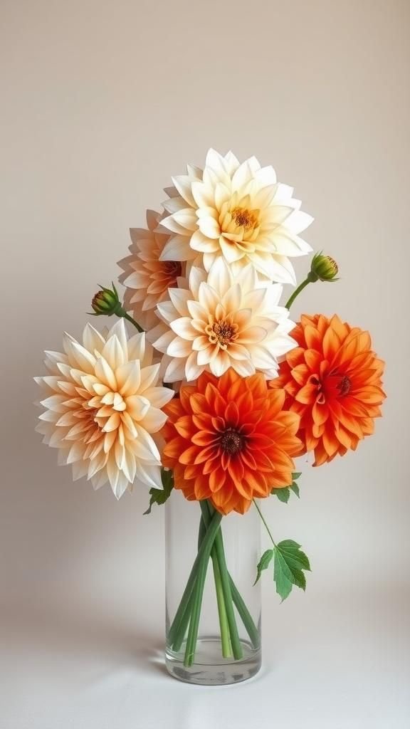 Ombre Gradient Paper Dahlia Spray