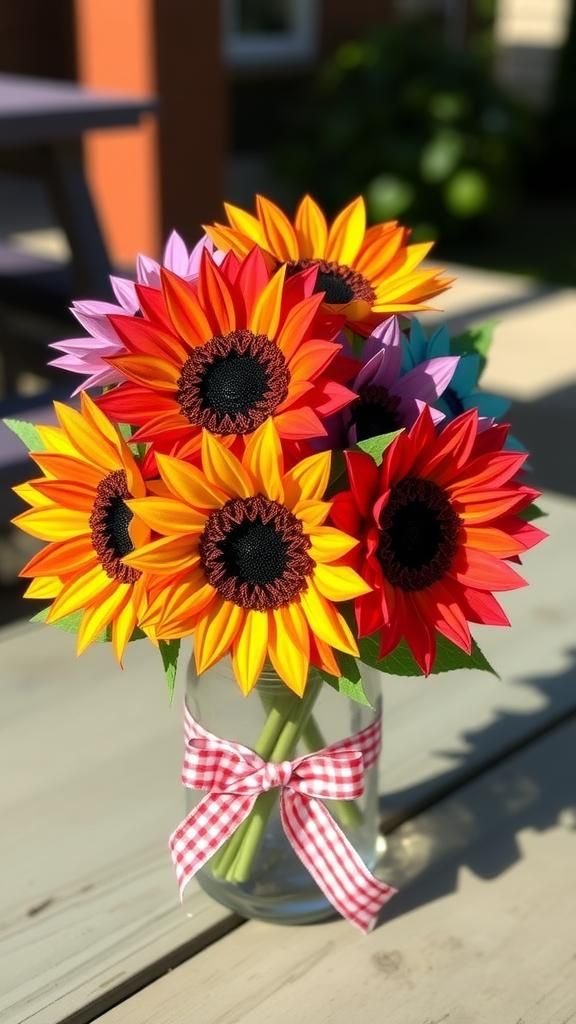 Rainbow Sunflower Paper Bouquet Of Joy