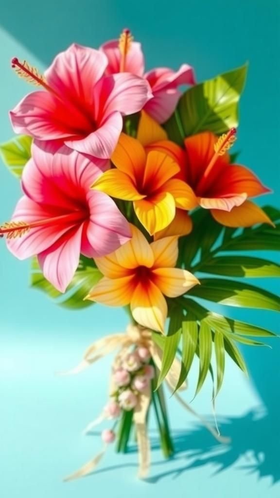 Tropical Hibiscus And Monstera Paper Posy