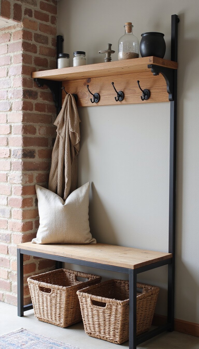 Barra De Ganchos Industrial Con Toques Cálidos