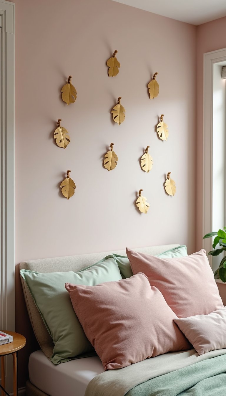 Ganchos Dorados Con Forma De Hoja Delicada