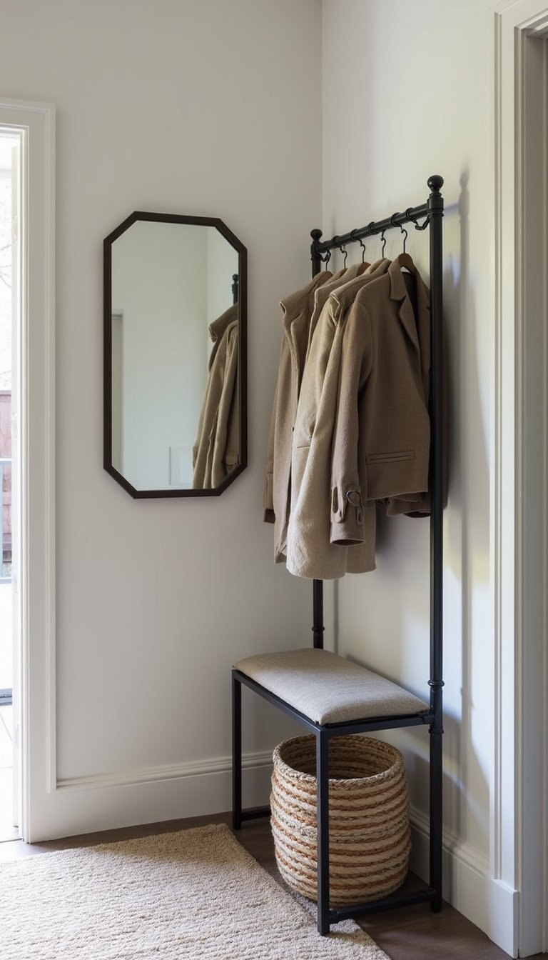 Perchero Con Espejo Integrado Para Entrada Chic