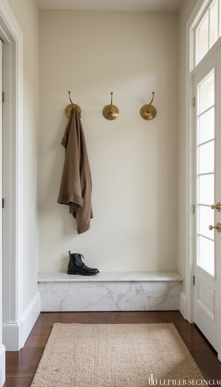 Perchero De Entrada De Latón Y Mármol