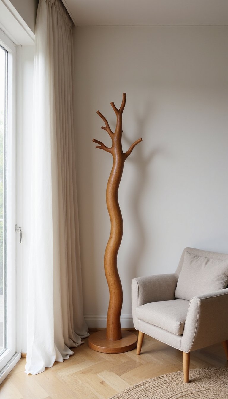 Perchero Escultural De Madera Curvada