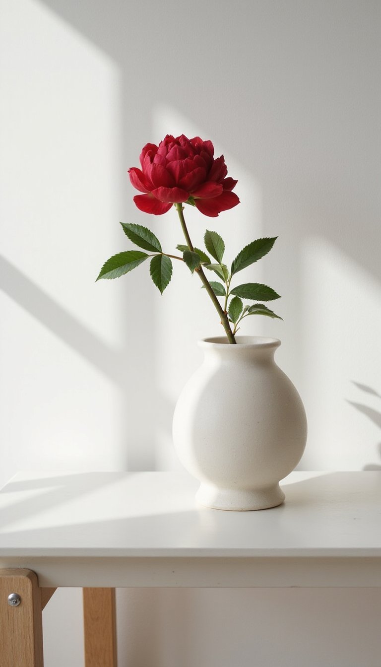 Minimal Single Stem In Sculptural Vase