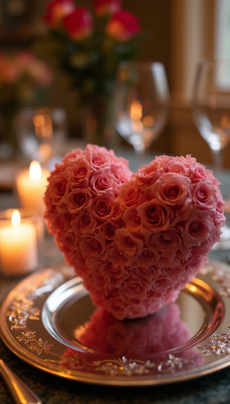 Wrapped Foam Heart For Valentine Table Centerpiece