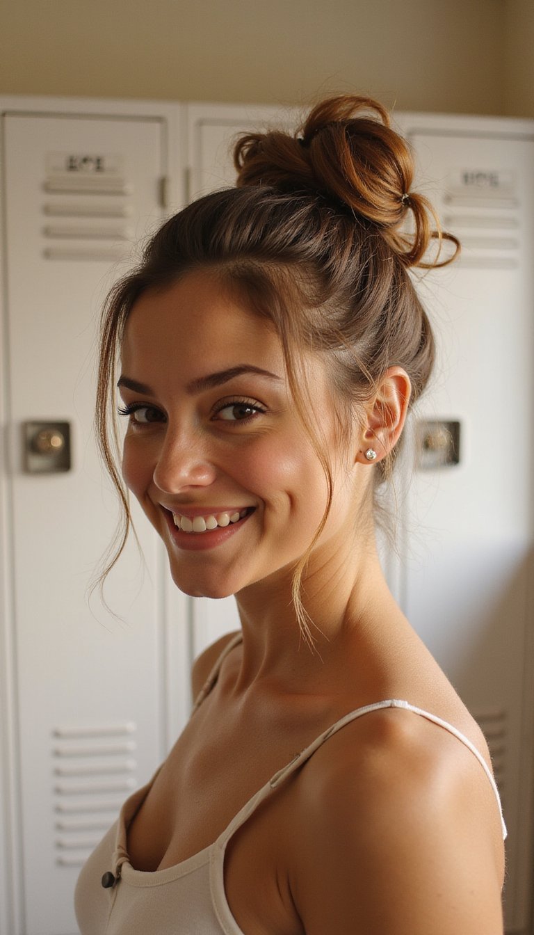 Low Messy Bun With Elastic Band Accent