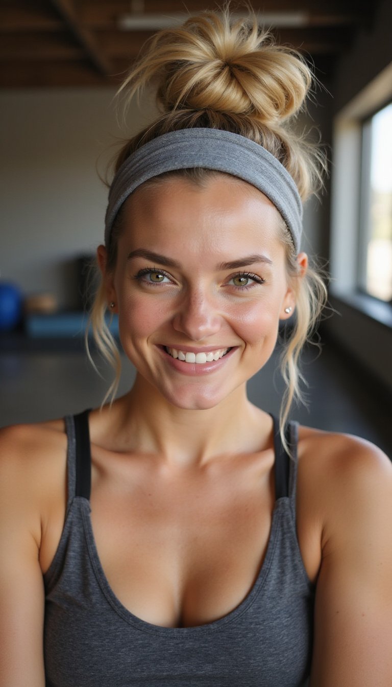 Messy Top Knot With Sweat-Proof Headband