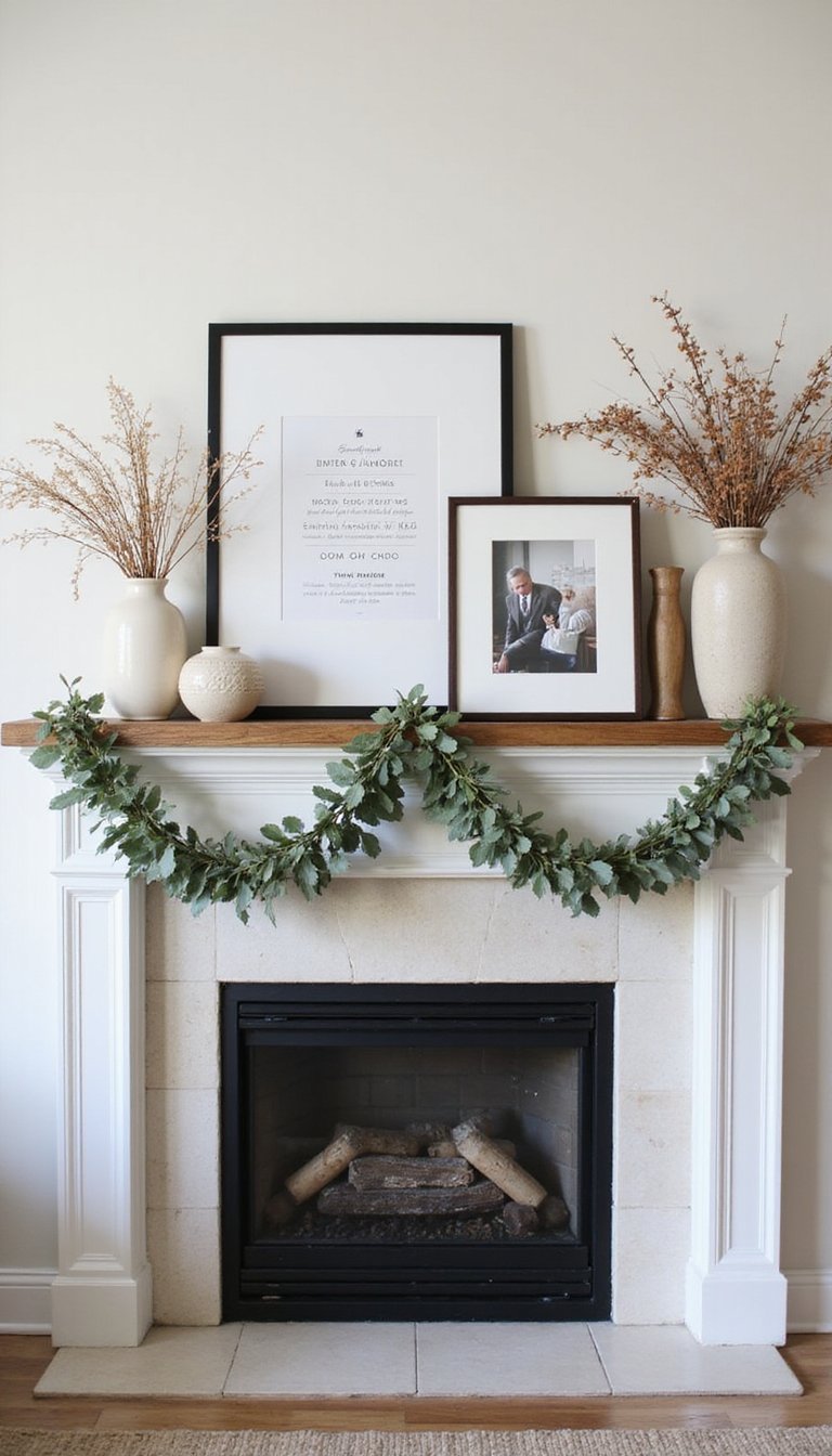 Guirnalda De Eucalipto Sobre La Chimenea