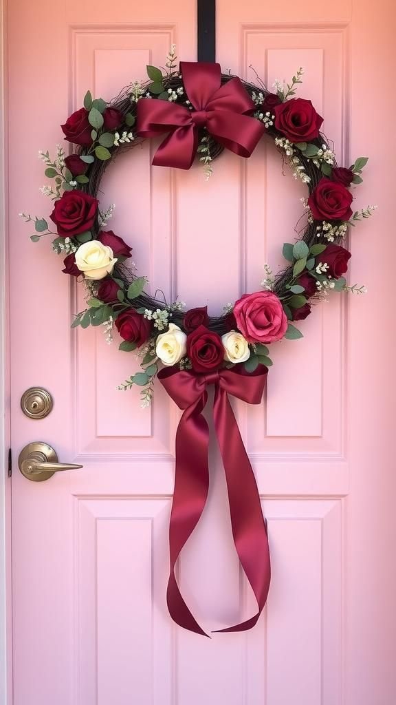 Velvet Ribbon Heart Door Wreath