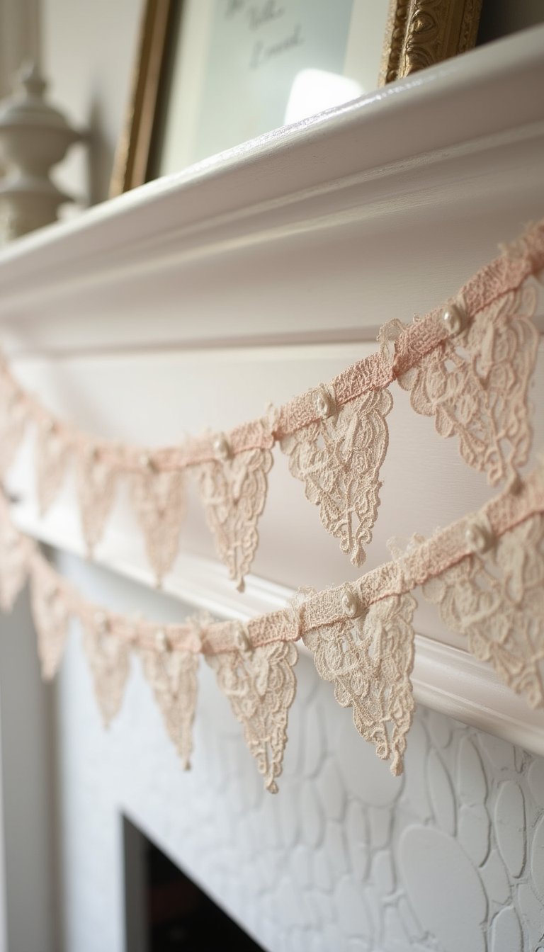 Doily-Layered Heart Bunting For Delicate Charm