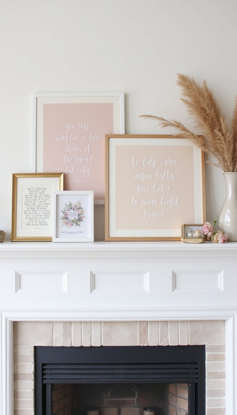 Framed Love Quote Gallery Row Above Mantel