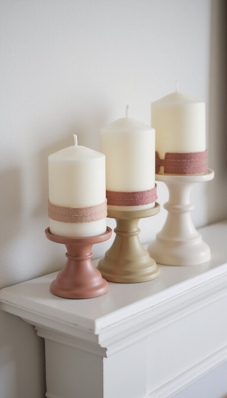 Ribbon-Wrapped Candleholders With Soft Flair