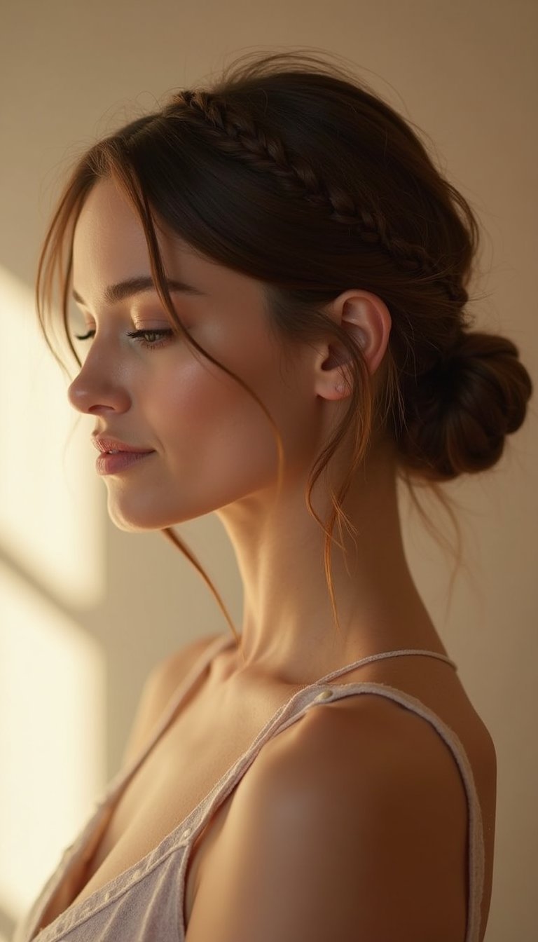 Side Bun With Soft Braided Accent