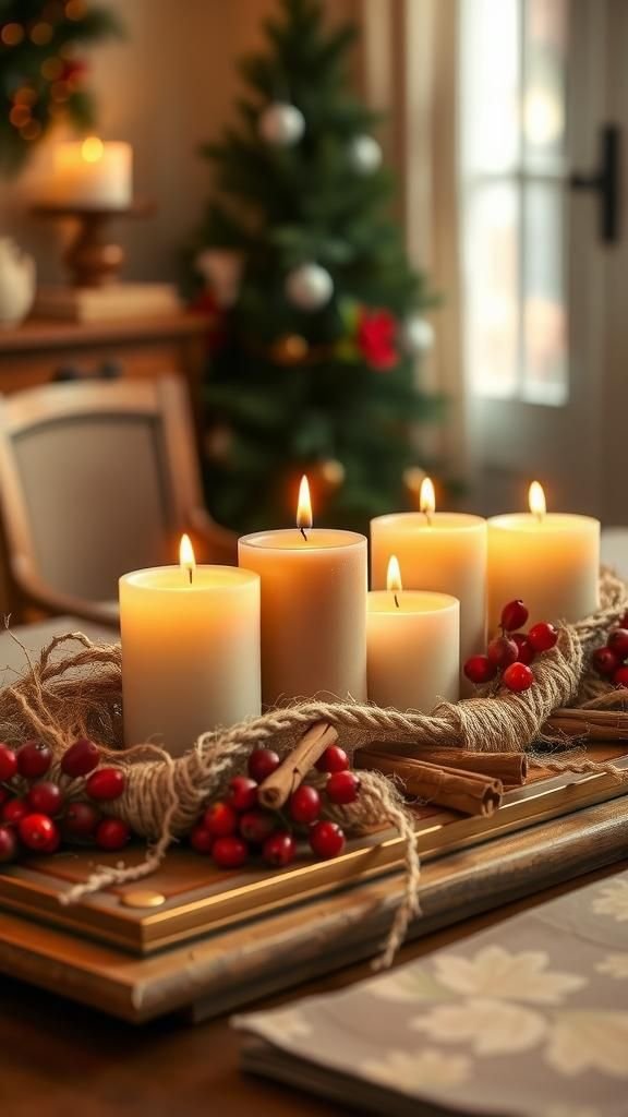 Cinnamon Stick Wrapped Pillar Candle Sleeves