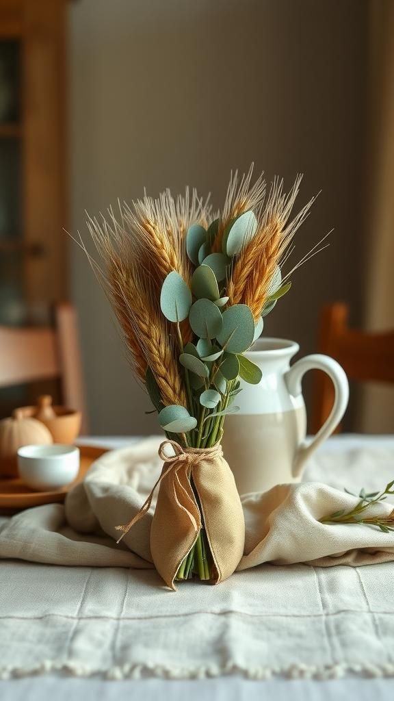 Dried Wheat And Eucalyptus Harvest Center Bundle