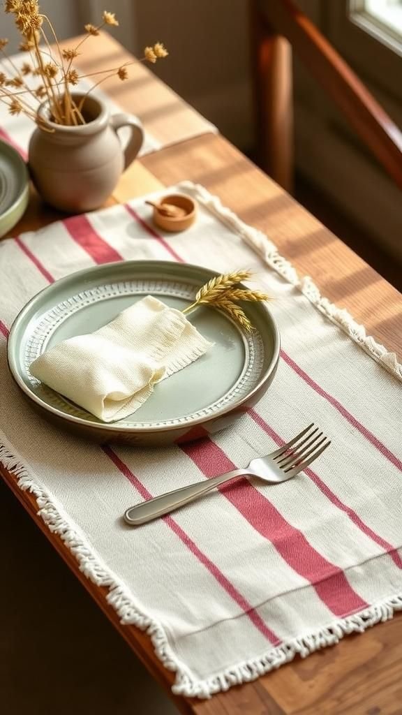 Grain Sack Stripe Painted Rustic Placemats