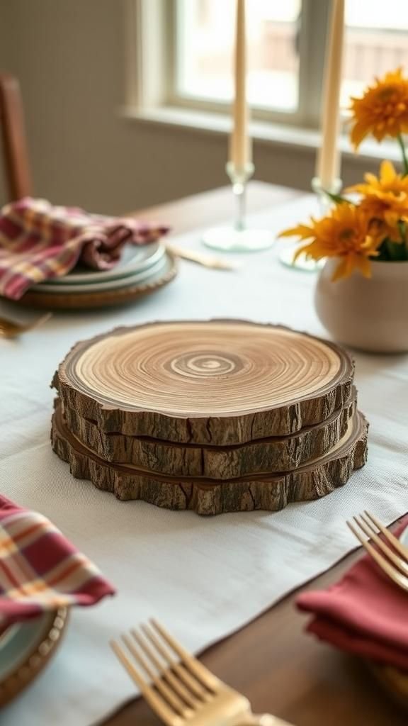 Live-Edge Wood Slice Charger Plates For Harvest