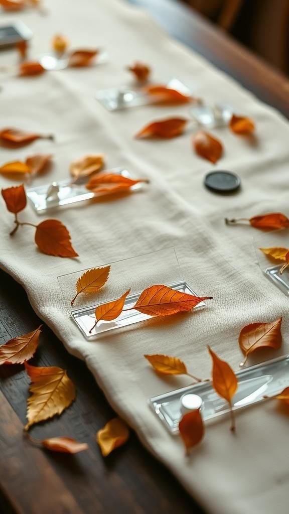 Pressed Leaf Acrylic Place Card Tiles