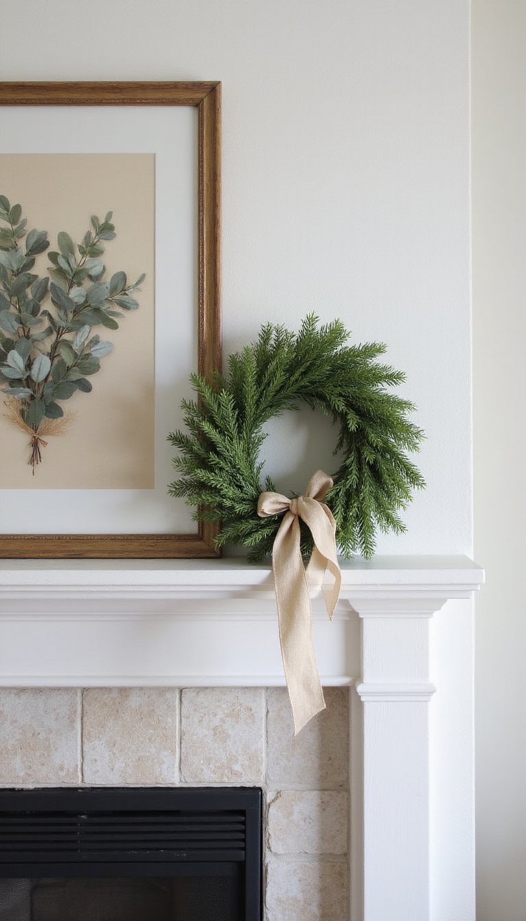 Evergreen And Eucalyptus Mantel Wreath With Ribbon
