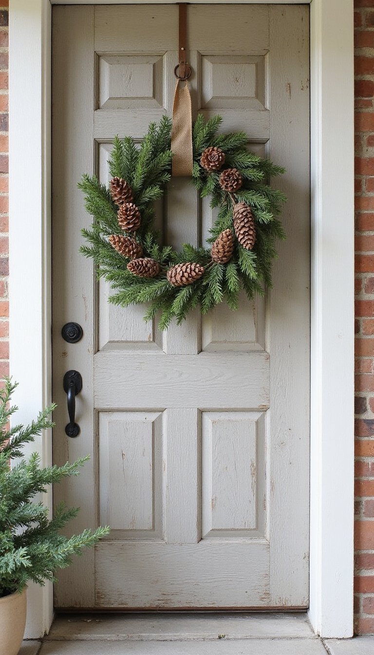 Pinecone And Burlap Front Door Wreath
