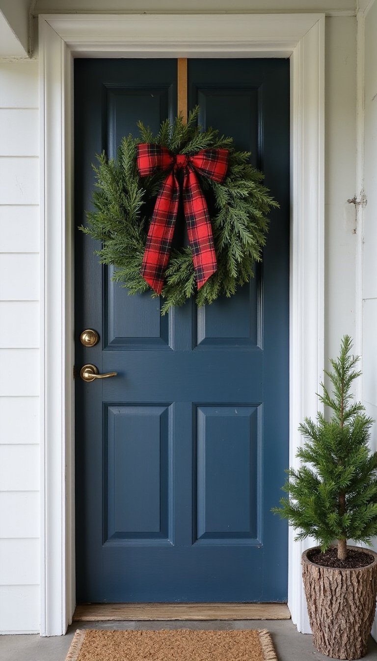 Plaid Bow And Juniper Rustic Entry Wreath