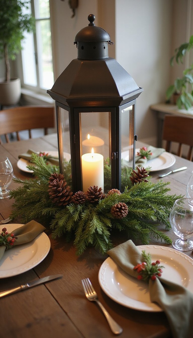 Rustic Lantern Centerpiece Wreath For Table