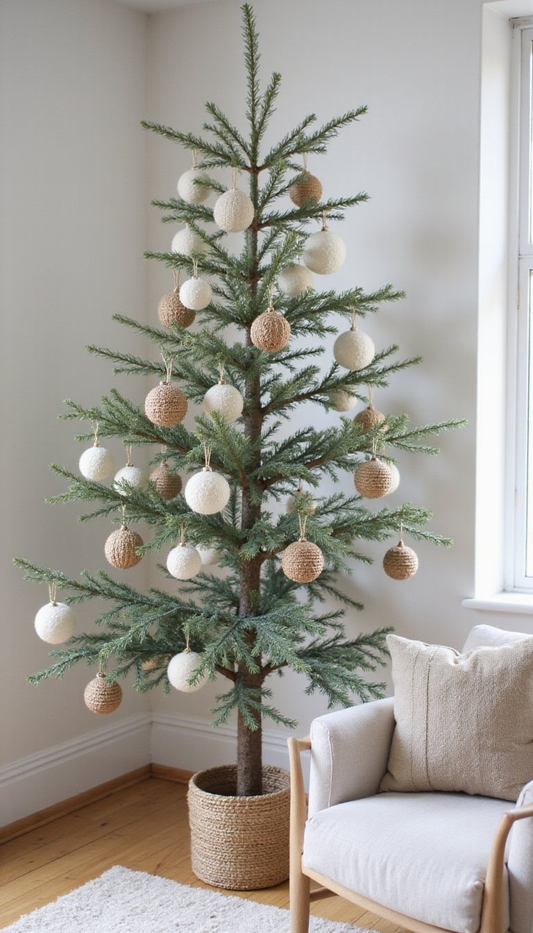 Rattan And Wool Baubles For Textured Tree Layers
