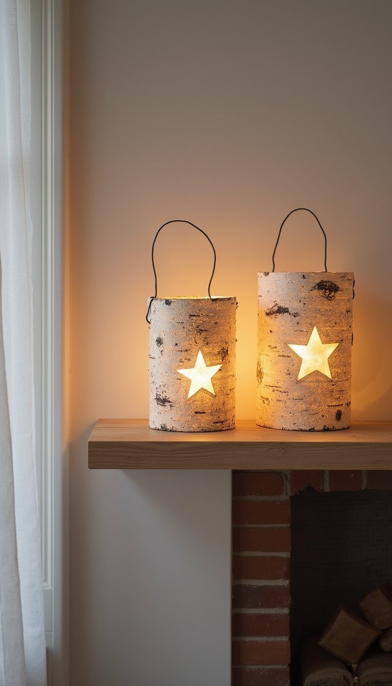 Simple Star Lanterns Carved From Birch Bark