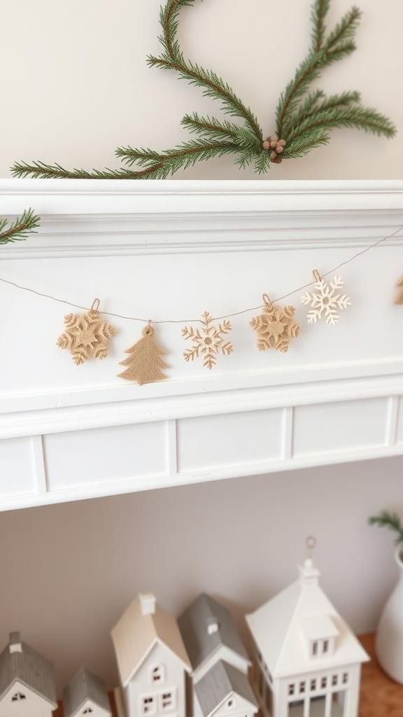 Felted Wool Snowflake Garland In Soft Neutrals