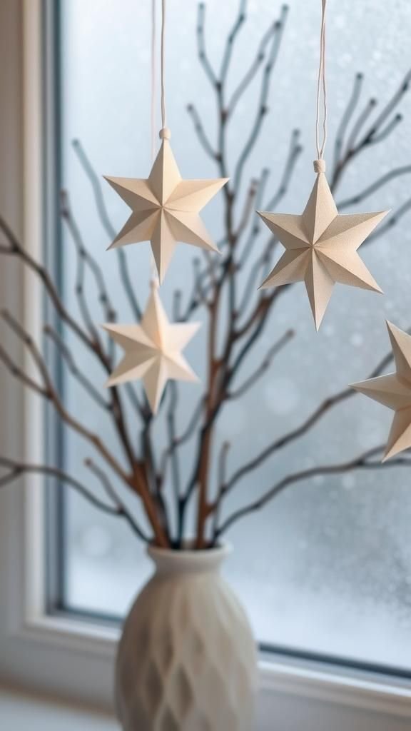 Minimal Paper Star Ornaments In Nordic Whites