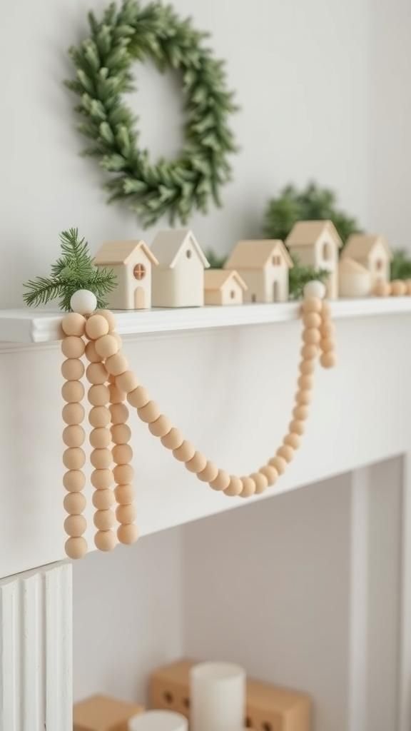 Natural Wooden Bead Garland With Subtle Sheen