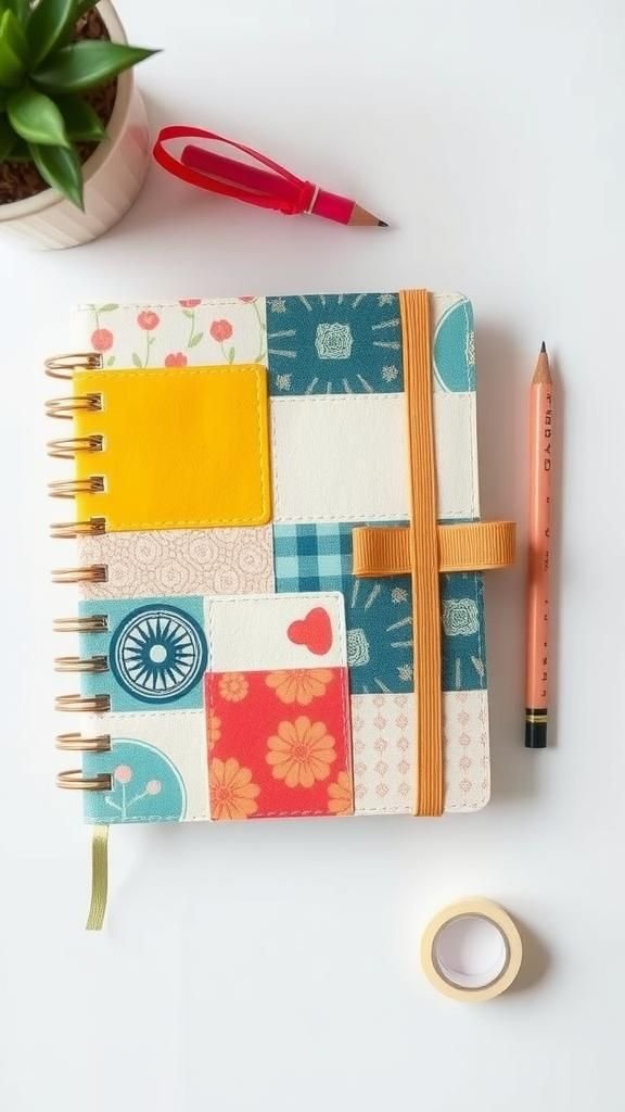 Journal Cover In Modern Improv Patchwork
