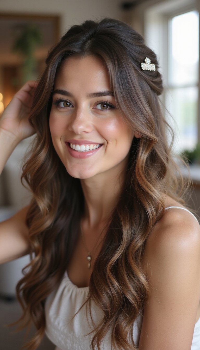 Jeweled Half Up Half Down Romance