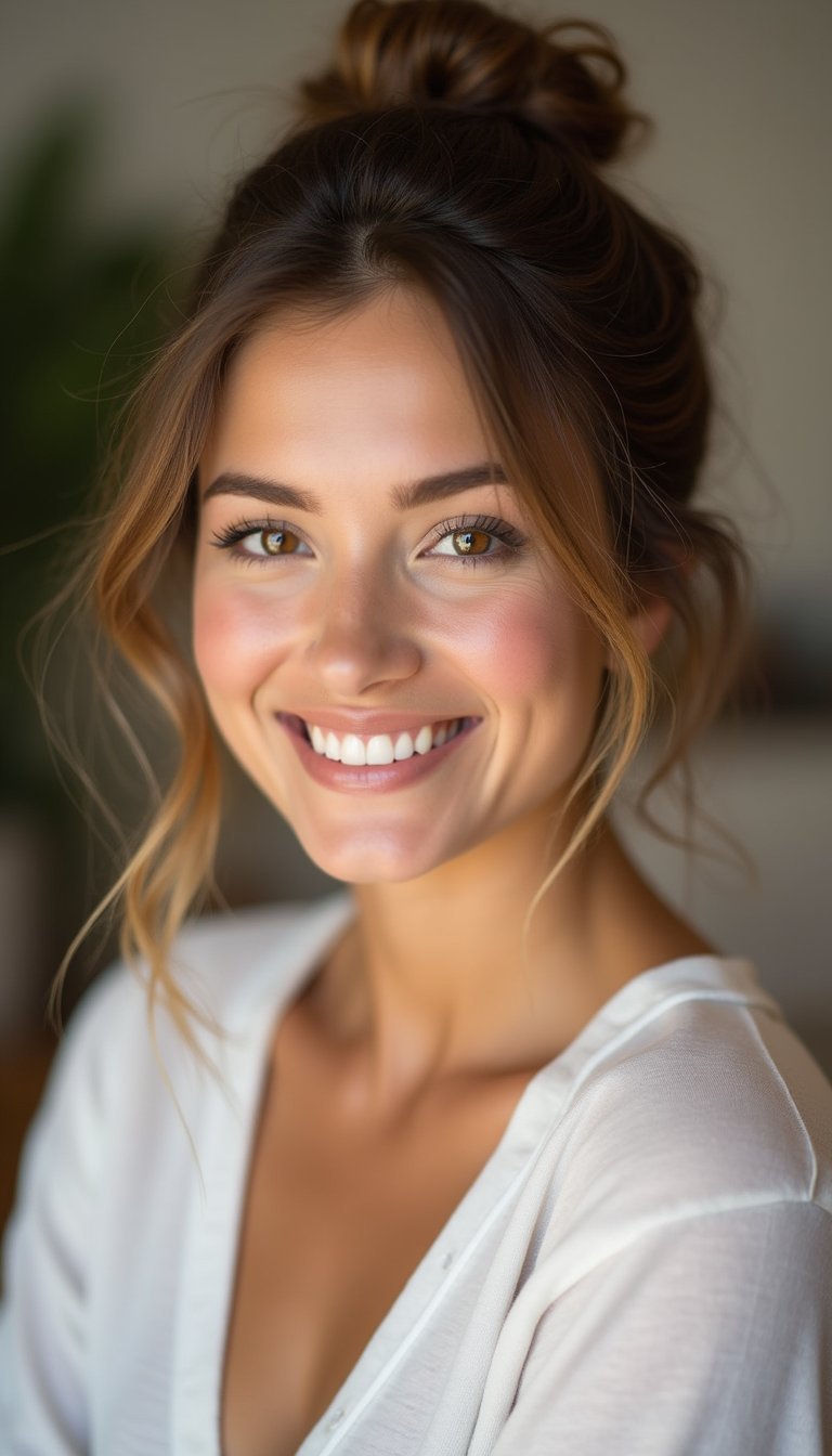 Messy Low Bun With Face-Framing Strands